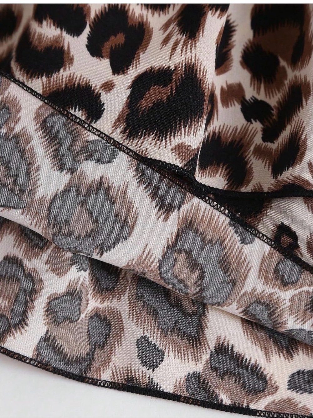 🆕 Leopard Print Tiered Smocked Mini Skirt - Brown - Picture 5 of 5